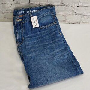 'THE CHILDREN'S PLACE' STRAIGHT FIT HUSKY DENIM JEANS 'CARBON WASH'